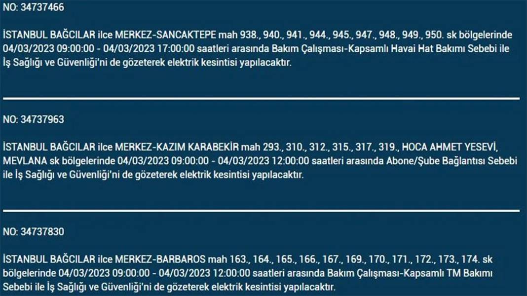 İstanbullular dikkat! Birçok ilçede elektrik kesintisi 2