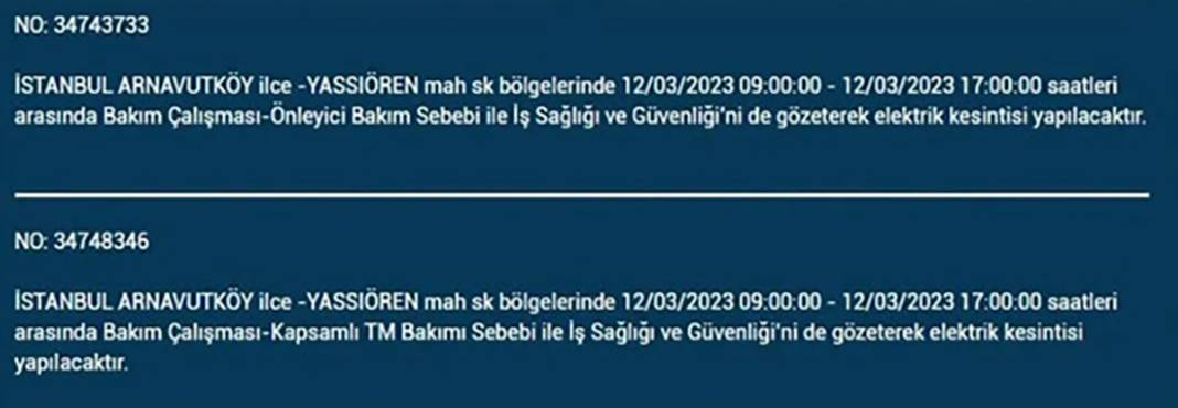 İstanbullular dikkat! Birçok ilçede elektrik kesintisi 8