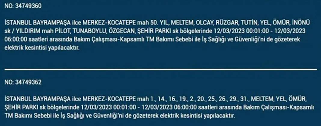 İstanbullular dikkat! Birçok ilçede elektrik kesintisi 3