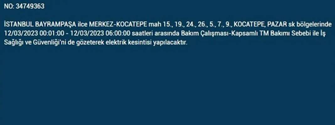 İstanbullular dikkat! Birçok ilçede elektrik kesintisi 5