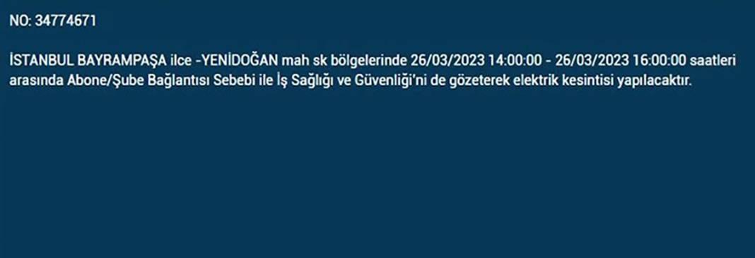 İstanbullular dikkat! Birçok ilçede elektrik kesintisi 10