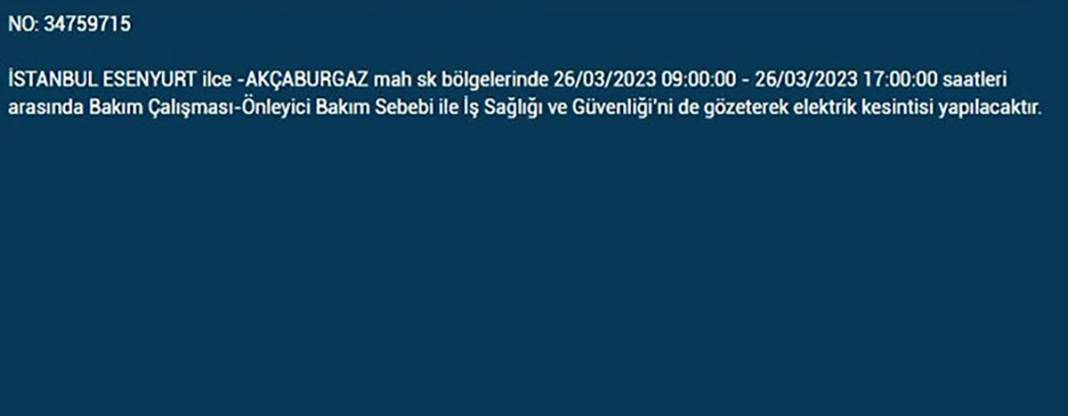 İstanbullular dikkat! Birçok ilçede elektrik kesintisi 9