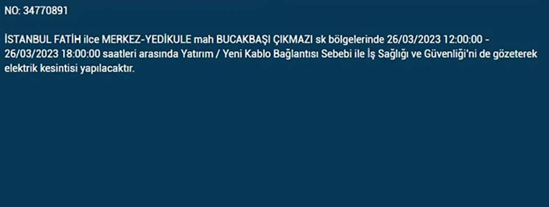 İstanbullular dikkat! Birçok ilçede elektrik kesintisi 5