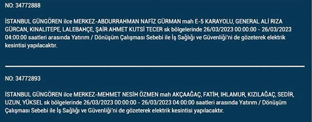 İstanbullular dikkat! Birçok ilçede elektrik kesintisi 4