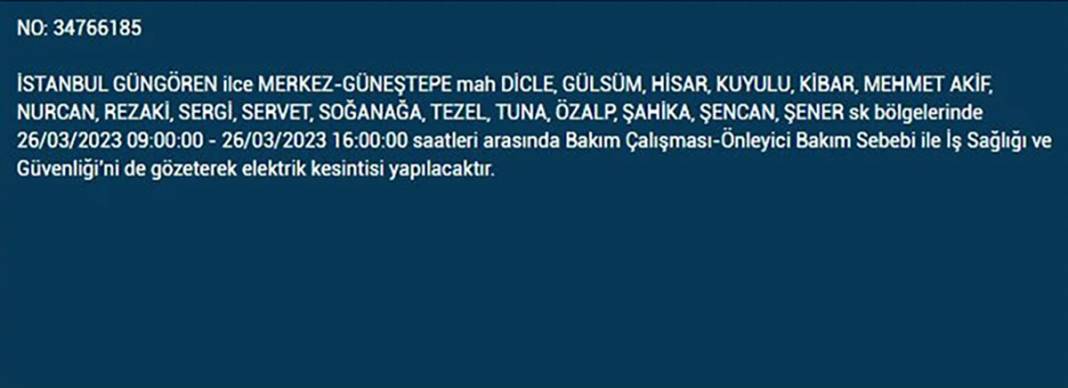 İstanbullular dikkat! Birçok ilçede elektrik kesintisi 2