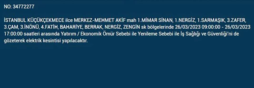 İstanbullular dikkat! Birçok ilçede elektrik kesintisi 3