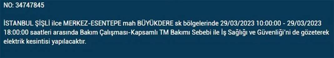 İstanbul'da 21 ilçede elektrik kesintisi 33