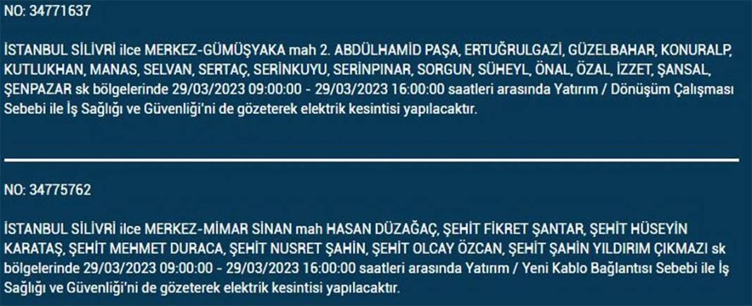 İstanbul'da 21 ilçede elektrik kesintisi 28