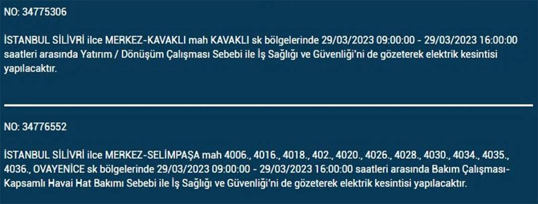 İstanbul'da 21 ilçede elektrik kesintisi 27
