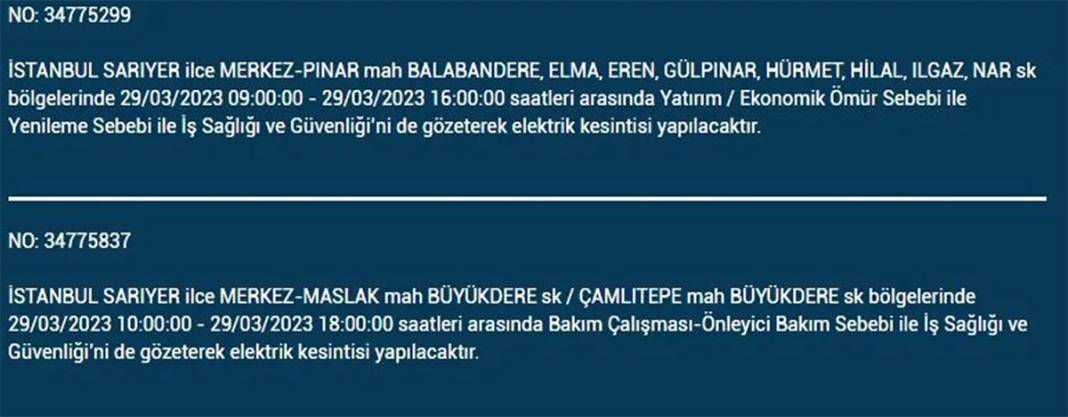 İstanbul'da 21 ilçede elektrik kesintisi 26