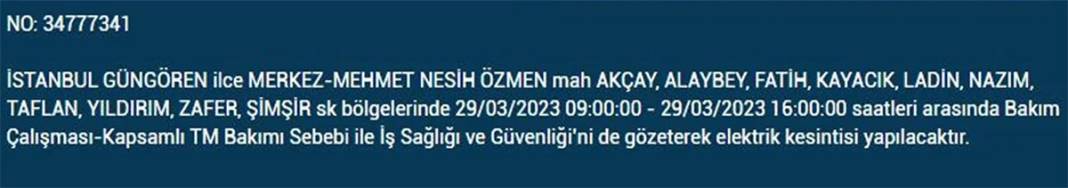 İstanbul'da 21 ilçede elektrik kesintisi 21