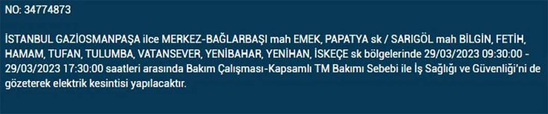 İstanbul'da 21 ilçede elektrik kesintisi 20