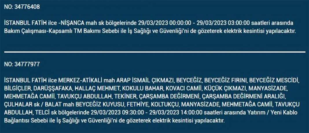 İstanbul'da 21 ilçede elektrik kesintisi 18