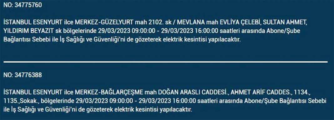 İstanbul'da 21 ilçede elektrik kesintisi 16