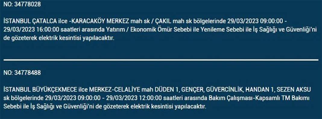 İstanbul'da 21 ilçede elektrik kesintisi 14