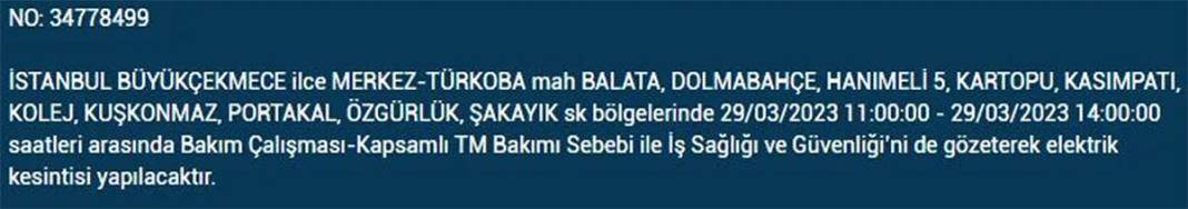 İstanbul'da 21 ilçede elektrik kesintisi 13