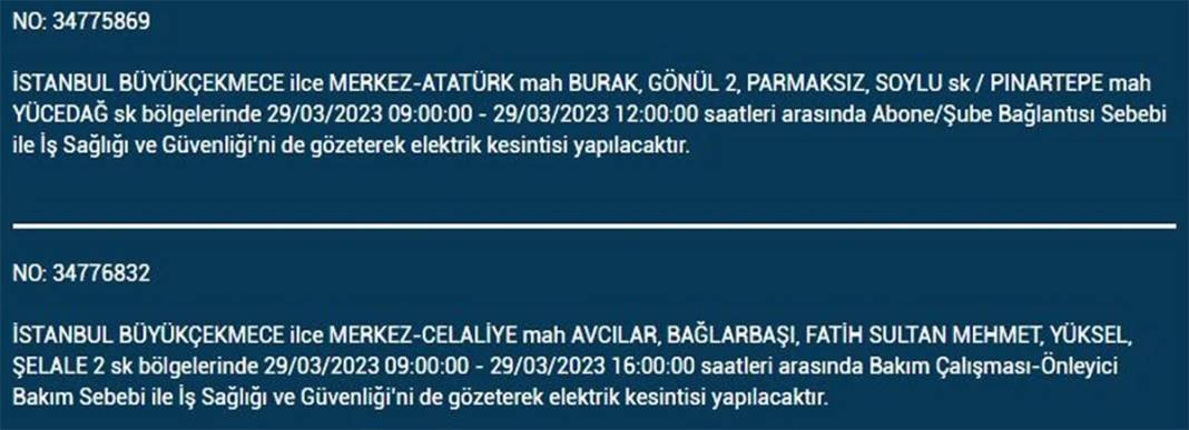 İstanbul'da 21 ilçede elektrik kesintisi 12