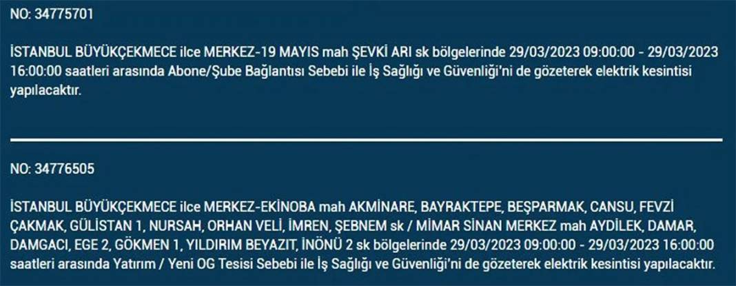İstanbul'da 21 ilçede elektrik kesintisi 11