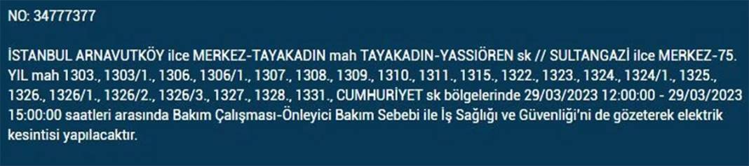 İstanbul'da 21 ilçede elektrik kesintisi 2