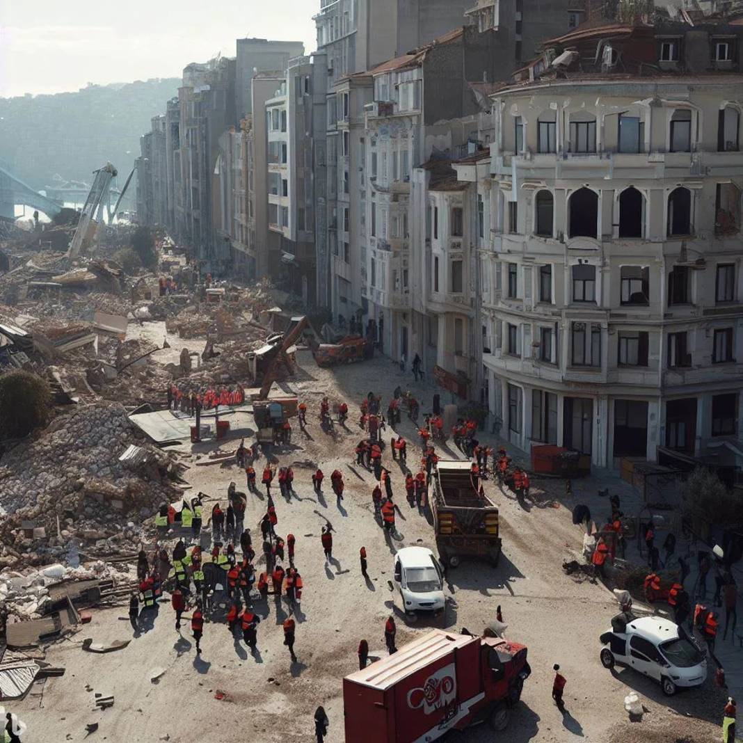 Yapay zeka İstanbul depremini çizdi: Tarihi yapılar ağır hasarlı, binalar enkaz olmuş! 7