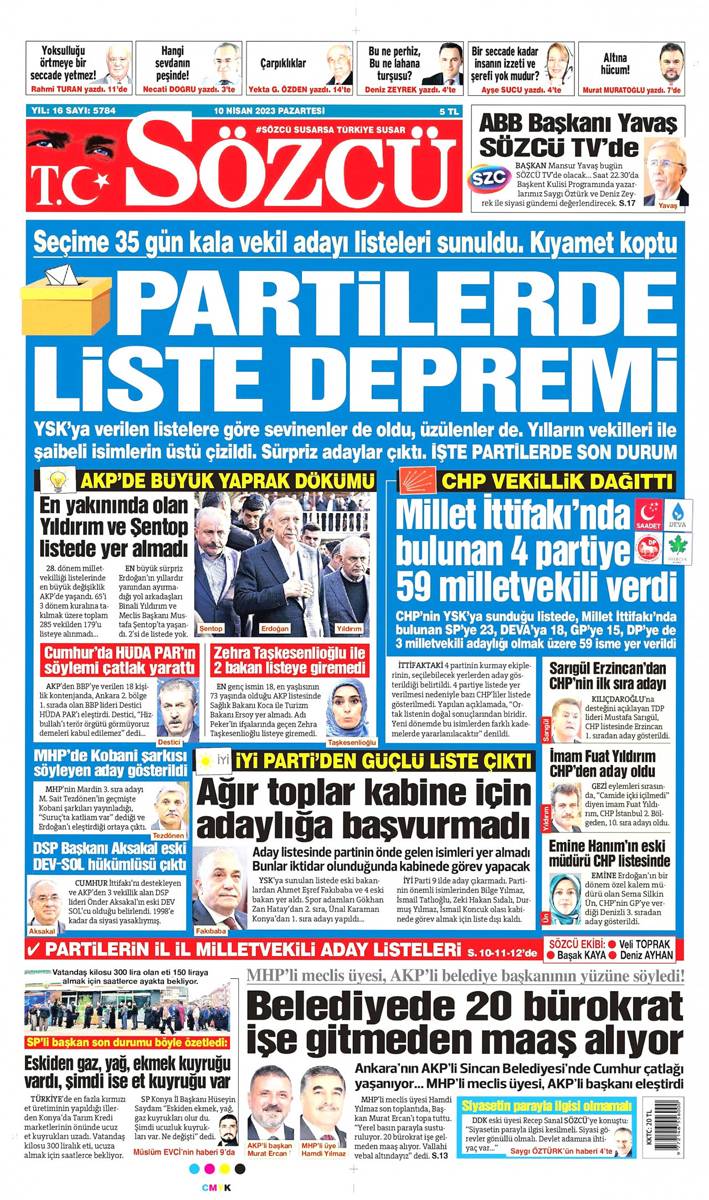 14 Mayıs seçiminde son viraj! Gazeteler aday listelerini nasıl gördü? 9