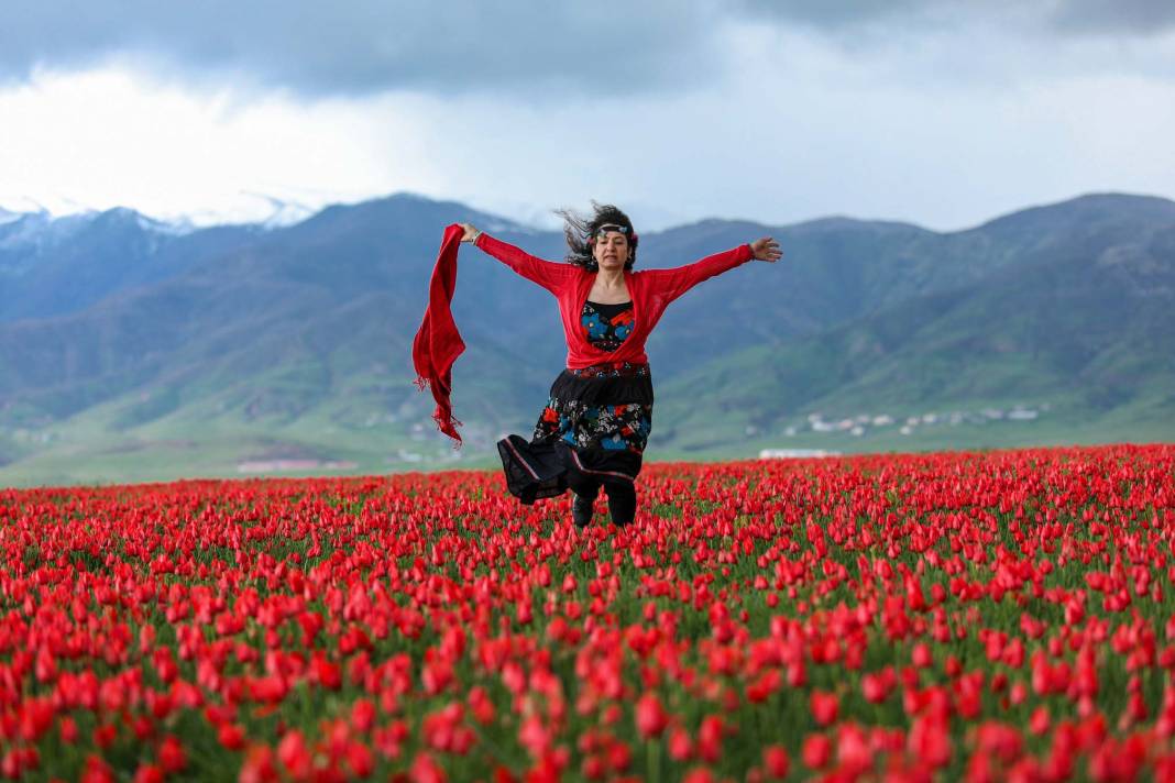 15 günlük lale devrine ziyaretçi akını: Bir yanda karlı dağlar bir yanda bahar 10