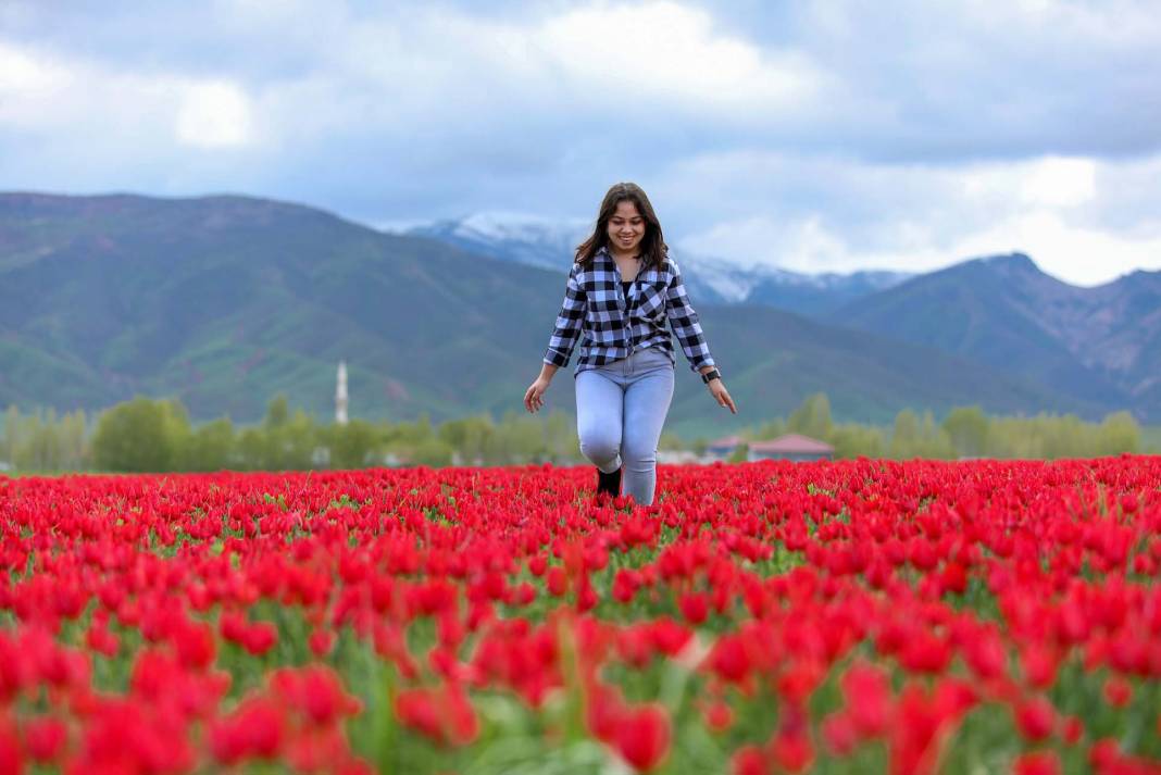 15 günlük lale devrine ziyaretçi akını: Bir yanda karlı dağlar bir yanda bahar 8
