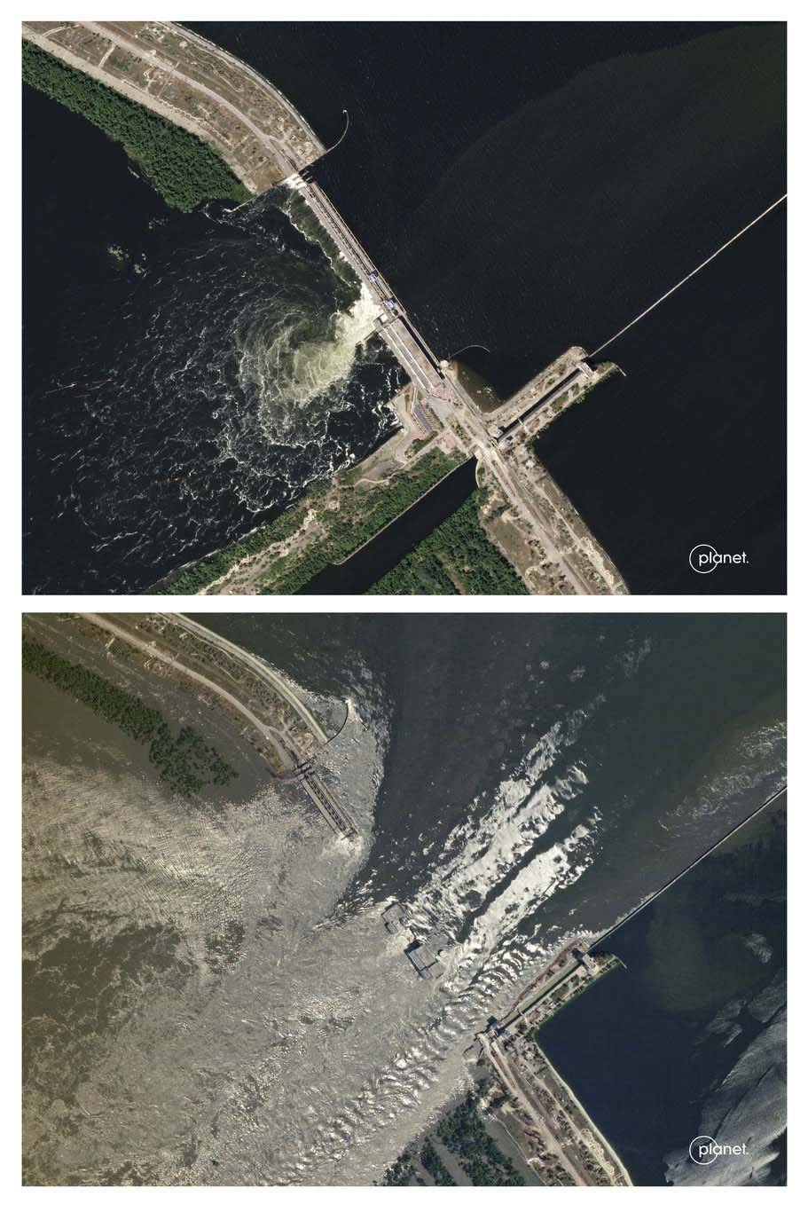 Kahovka Barajı'nın yıkımı uydudan görüntülendi 2