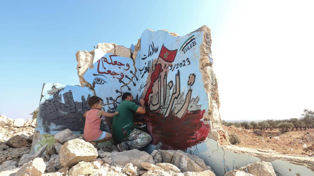 İdlibli graffiticiden Fas'a dayanışma mesajı: Acınız bizim acımız 4