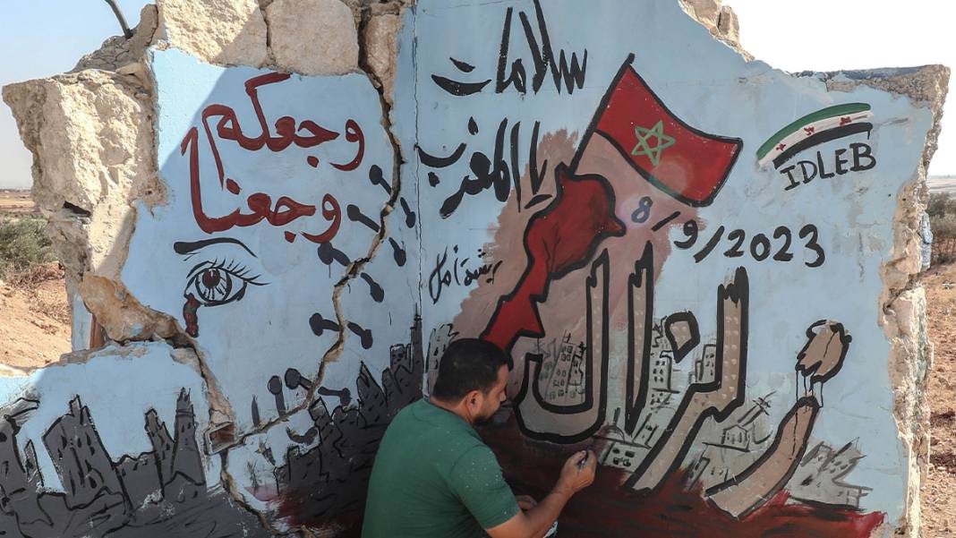 İdlibli graffiticiden Fas'a dayanışma mesajı: Acınız bizim acımız 6