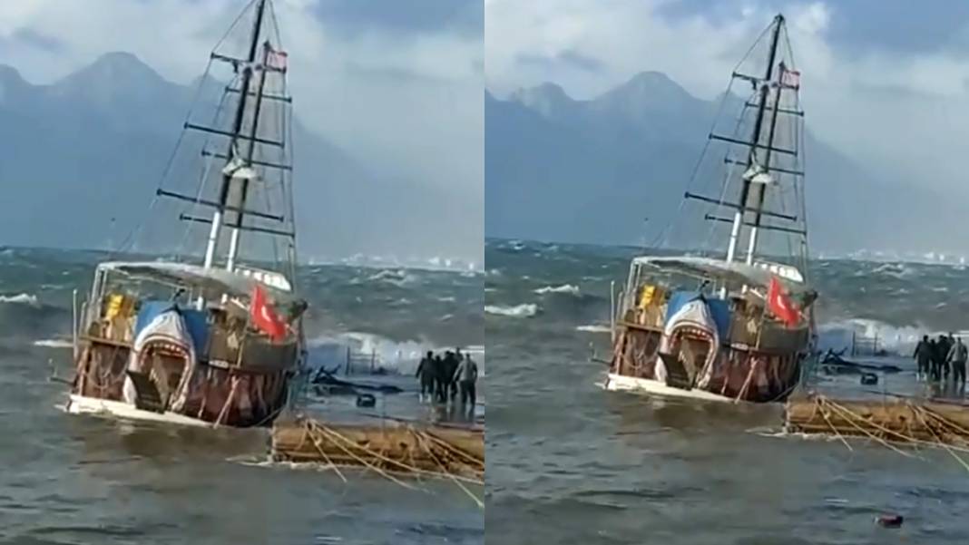 Böylesi ne görüldü ne yaşandı! Dev dalgalar Antalya'daki limanları yuttu 1