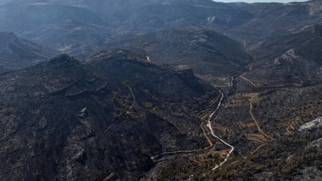 Silifke'deki yangın sonrası tahribat havadan görüntülendi 5