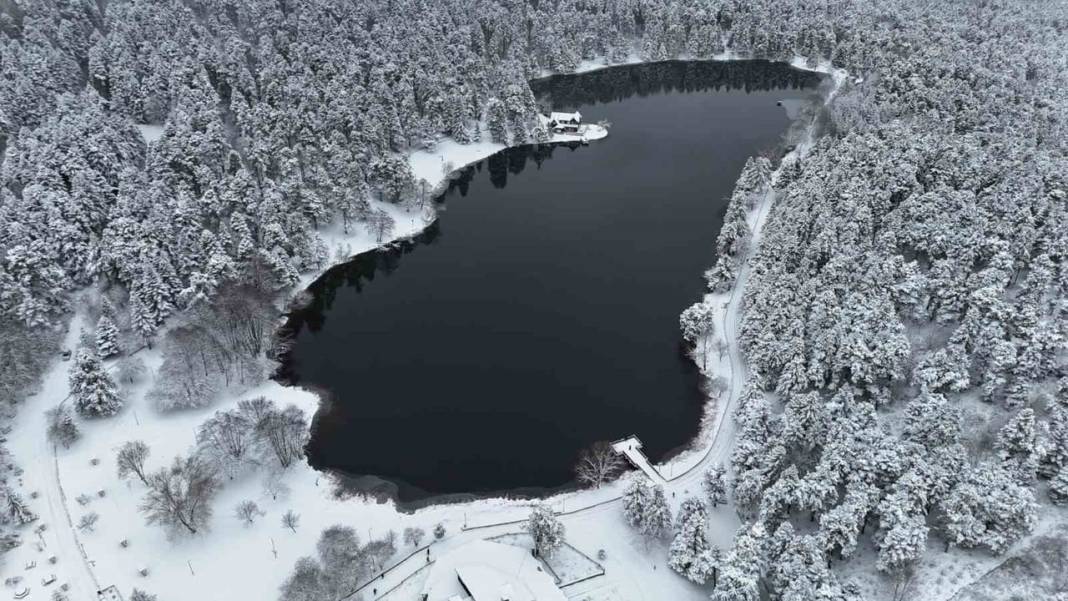 Gölcük Tabiat Parkı beyaz gelinliğini giydi: Masalsı görüntüler ortaya çıktı 2
