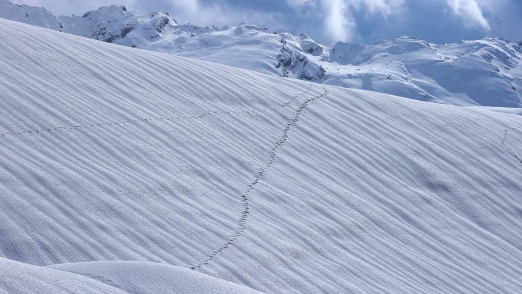 Kar yüzeyinde dalga desenleri oluştu: Hakkari’de kartpostallık görüntüler 5