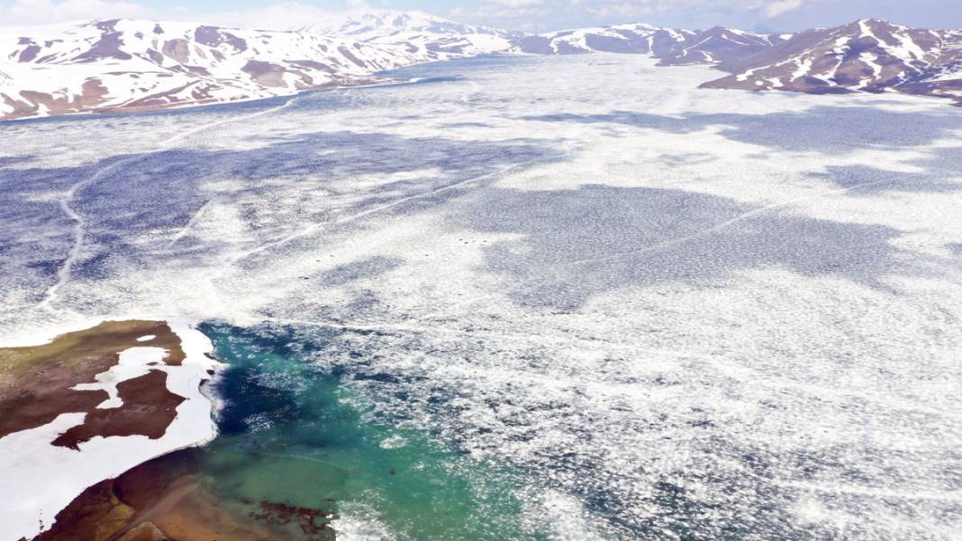 Ağrı'da Antartika'yı aratmayan görüntü: Balık gölü mayısta da buz tuttu 5