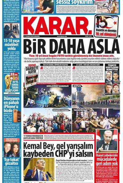 15 Temmuz 2026 Çarşamba