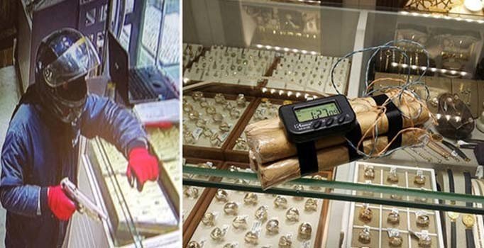 Sahte bomba düzeneği ve silahla kuyumcuyu soydu