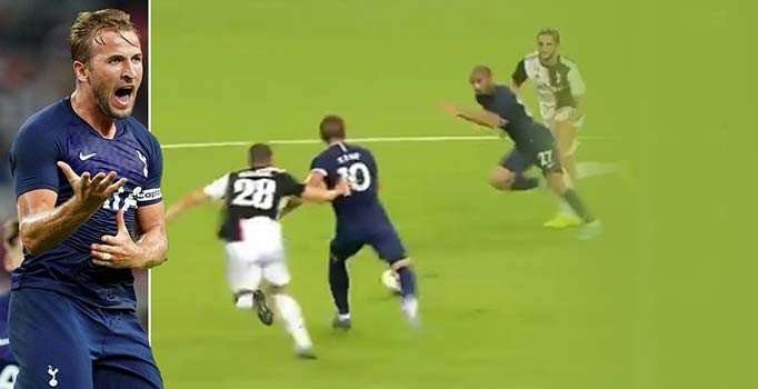 Harry Kane, Juventus'a orta sahadan attı