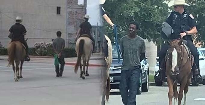 ABD polisi, bir siyahiyi ata bağlayarak karakola götürdü