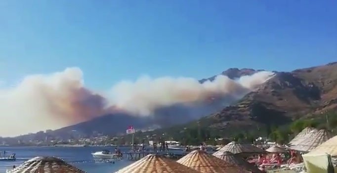 Marmara Adası'ndaki orman yangını yerleşim birimlerini ulaştı
