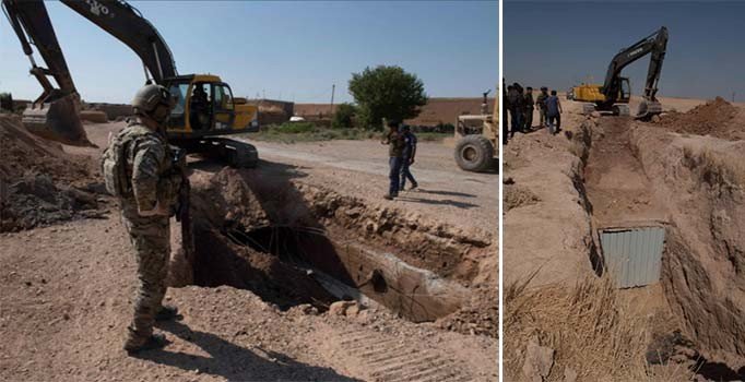 Terör örgütü YPG/PKK siperleri yıkıyor