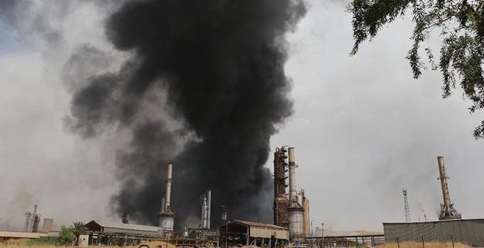 Kerkük'te petrol rafinerisinde yangın çıktı