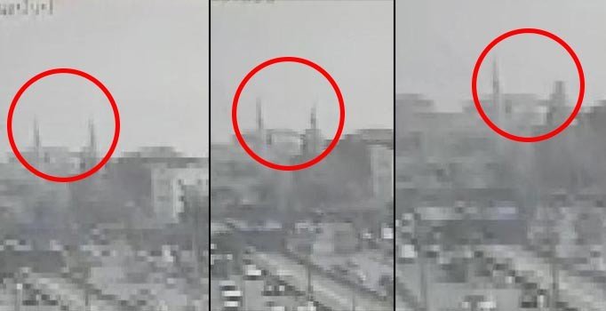 Avcılar'da minarenin yıkılma anı güvenlik kamerasında