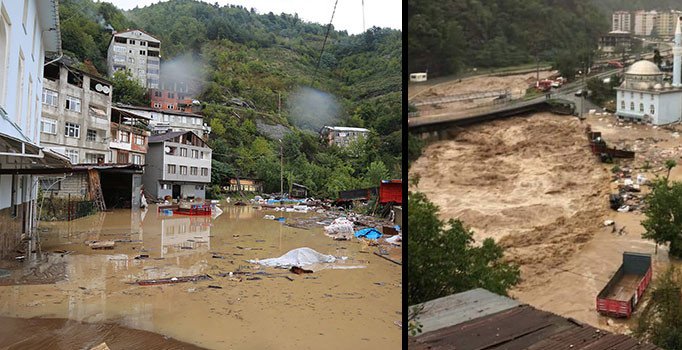 Artvin'in Borçka ilçesinde sağanak, sel ve heyelana neden oldu