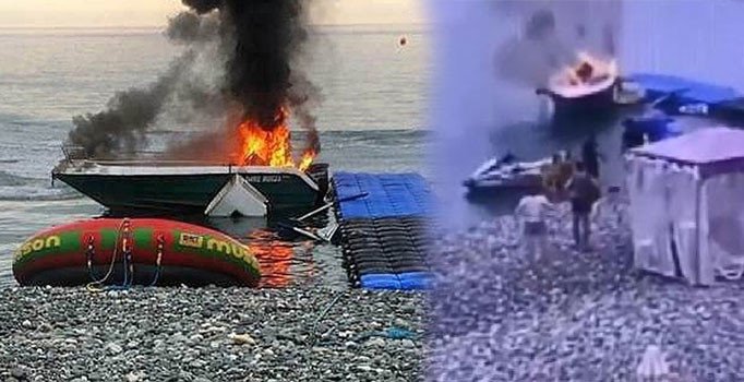 Rusya’da sürat teknesinde patlama kamerada