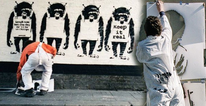 Ünlü sokak sanatçısı Banksy'nin çalışırken çekilen fotoğrafları yayımlandı