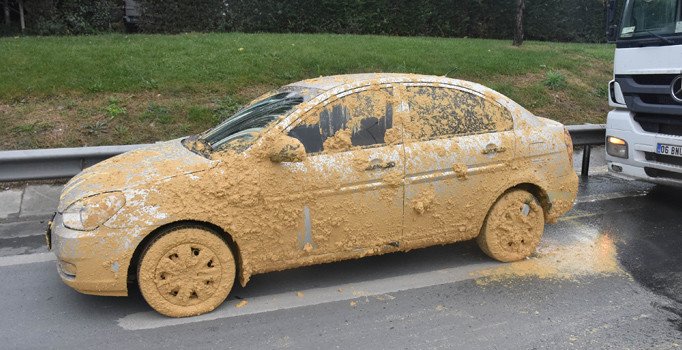 Basınekspres yolunda şaşırtan görüntü