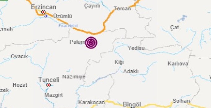 Tunceli'de 4,2 büyüklüğünde deprem