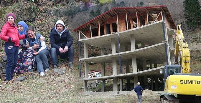 Uzungöl'de kaçak yapıların sahipleri, yıkımı gözyaşlarıyla izlediler
