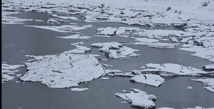 Çat Barajı'ndaki 'yüzen adalar' dondu
